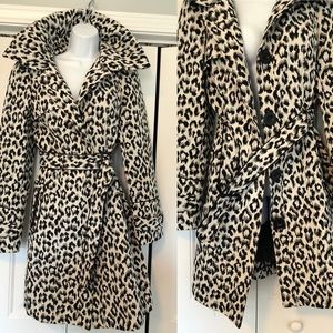 White cheetah pea coat